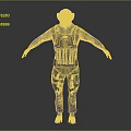 Anthropomorphic Monkey Character in Camouflage Vest and Green Pants Standing Pose with Arms Outstretched