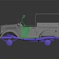 Vintage Silver Car With Green Doors Seats Open Top And Purple Wheels