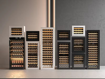 Modern Wine Cabinets With Glass Doors And Multi Layer Wooden Shelves For Home Decor 3d model