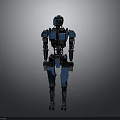 Blue Metallic Humanoid Robot With Detailed Joint Structure Shiny Surface And Smooth Design 3d model