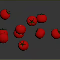 Juicy Fresh Red Tomatoes Floating in Mid Air With Glossy Surface Against Dark Background