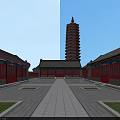 Ancient Chinese Architecture Complex With Traditional Pagoda Courtyards Greenery And Water Area