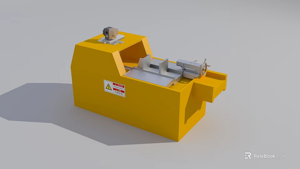 Yellow Industrial Equipment Featuring Small Motor Horizontal Shaft and Warning Label 3d model 