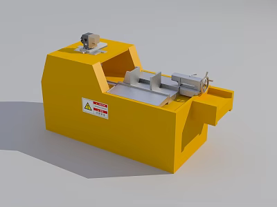 Yellow Industrial Equipment Featuring Small Motor Horizontal Shaft and Warning Label 3d model