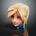 Game Movie Character 3D Model Featuring Blonde Hair Blue Eyes Blue Turtleneck And Circular Ornament
