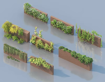 Vine Covered Brick Wall Design Ideas With Various Green Plants And Styles 3d model