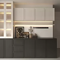 Modern Luxury Sideboard With White Upper Black Lower Cabinets Glass Doors Light Strips And Decor