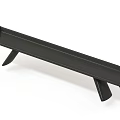Black Long Rectangular Support Bench With Angled Legs Modern Sturdy Design Structure 3d model