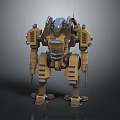 Mechanical Creature Robot Character 3D Model With Armored Design And Yellow Brown Structure 3d model