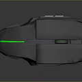 Gray Ergonomic Gaming Mouse With Green LED Lights And Sleek Design 3d model