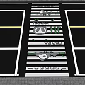 Garden Landscape With Pedestrian Zebra Crossing And Decorative Panda Green Patterns