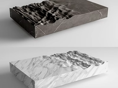 Modern Marble Coffee Table With Mountain Texture Design And Smooth Surface Finish 3d model