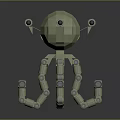 Green Alien Robot Character With Multi Jointed Legs And Big Eyes Mechanical Creature 3d model