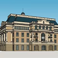 European Style Office Building With Dome Windows And Grand Staircase