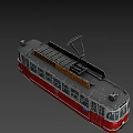 Vintage Red Tram With Manns Scotch Whisky Sign and Number 1432 Exterior