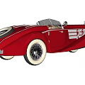 Red Vintage Convertible Car With Classic Open Top And Old Fashioned Design