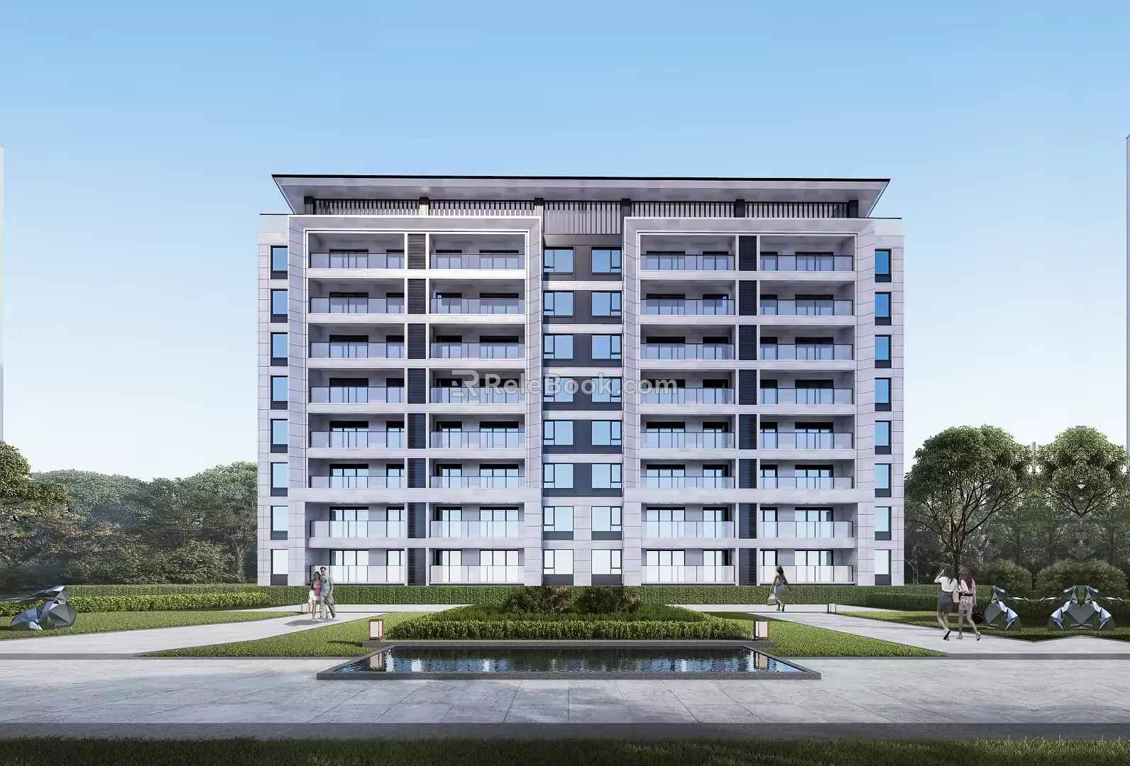Modern Residential Building Simple House Multi-storey Residence 3d model
