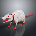 Fierce Animated White Rat Character With Red Eyes Claws Tail And Collar