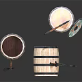 Decorative Ornament Set with Wooden Barrels Axe Sword and Shield
