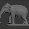 Detailed Metallic Elephant Model in Standing Pose with Flat Base