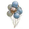 Colorful Balloons Bouquet Featuring Light Blue Silver Clear And Gold For Party Decorations