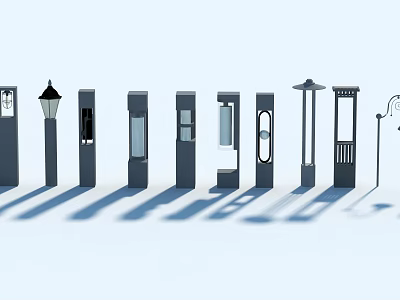 Outdoor Lamp Posts With Various Designs And Multiple Styles For Outdoor Areas 3d model