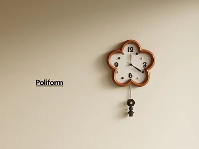 Modern Minimalist Wall Clock by Poliform with Classic Dial and Pendulum Design 3d model