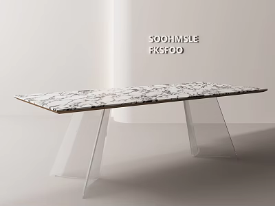 Modern Minimalist Dining Table With Marble Surface And Sleek Metal Legs Design 3d model