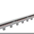 Modern High Speed Train Traveling On Elevated Railway Track With Concrete Pillars