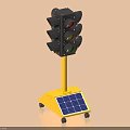 Solar Powered Outdoor Light With Black Lamp Body Yellow Base And Wheels
