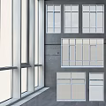 Modern Casement Windows Design With Gray Wall And Sleek Frames Arrangement 3d model