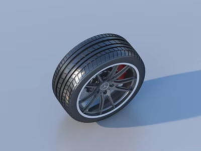 Car Tire With Alloy Wheel And Stylish Tread Design For Automotive Use 3d model