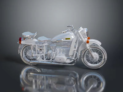 Vintage Silver Motorcycle With Two Seats Chrome Details And Reflective Surface 3d model