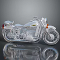 Vintage Silver Motorcycle With Two Seats Chrome Details And Reflective Surface