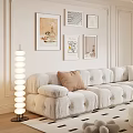 French Cream Style Sofa Coffee Table Combination Fabric Sofa Mother and Mother Coffee Table Pillow Decorative Painting Single Sofa 3d model