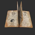 Hand Carved Sculptures In Vintage Book With Rose Moon And Star Symbols