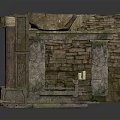 Ancient Stone Gateway with Carved Pillars and Stone Steps in Historical Ruins Setting