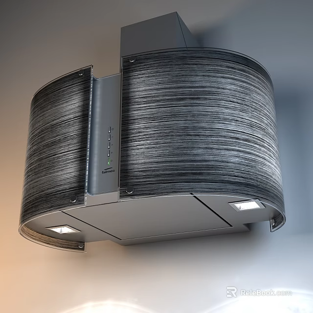 Modern Kitchen Range Hood Appliance with Sleek Gray Textured Design Metallic Finish and Top Lighting 3d model 