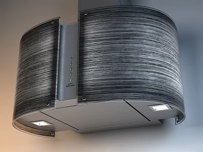 Modern Kitchen Range Hood Appliance with Sleek Gray Textured Design Metallic Finish and Top Lighting 3d model