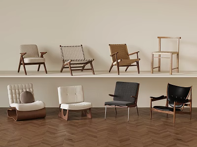 Modern Casual Sofa Set with Wooden Frames Upholstered Seats and Neutral Tones Minimalist Design 3d model