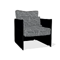 Modern Single Sofa With Black Frame And Geometric Striped Upholstery 3d model