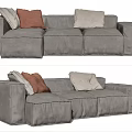 Modern Gray Fabric Sectional Sofa With Orange And Beige Decorative Pillows 3d model