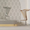 Stylish Modern Transparent Bar Stools With Metal Base And Patterned Wallpaper 3d model