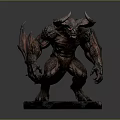 Mythical Demon Character 3D Model With Horns Wings And Muscular Build
