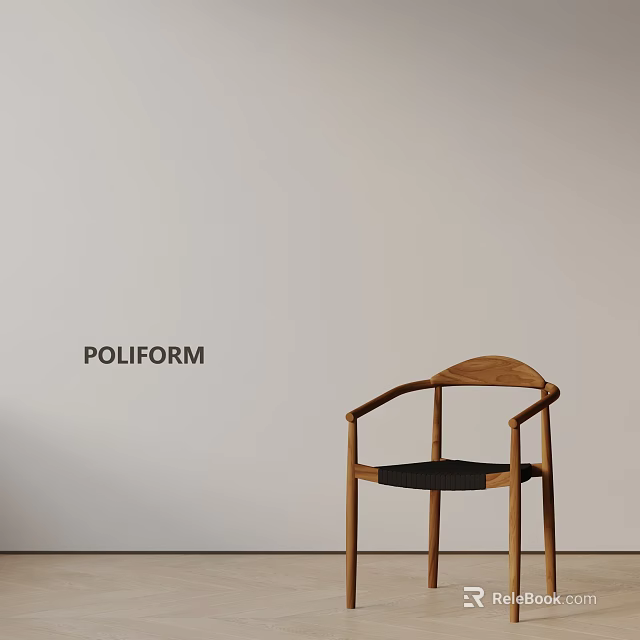 POLIFORM Wooden Dining Chair With Black Seat And Modern Minimalist Design 3d model 