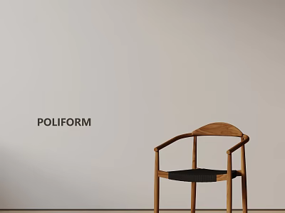 POLIFORM Wooden Dining Chair With Black Seat And Modern Minimalist Design 3d model
