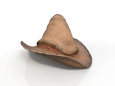 Classic Brown Distressed Cowboy Hat For Everyday Wear And Outdoor Use 3d model