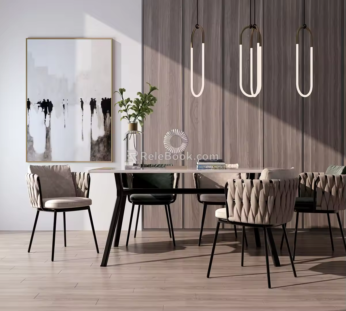Modern Dining Table and Chair Combination 3d model