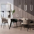 Modern Dining Table and Chair Combination 3d model