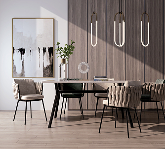 Modern Dining Table and Chair Combination 3d model